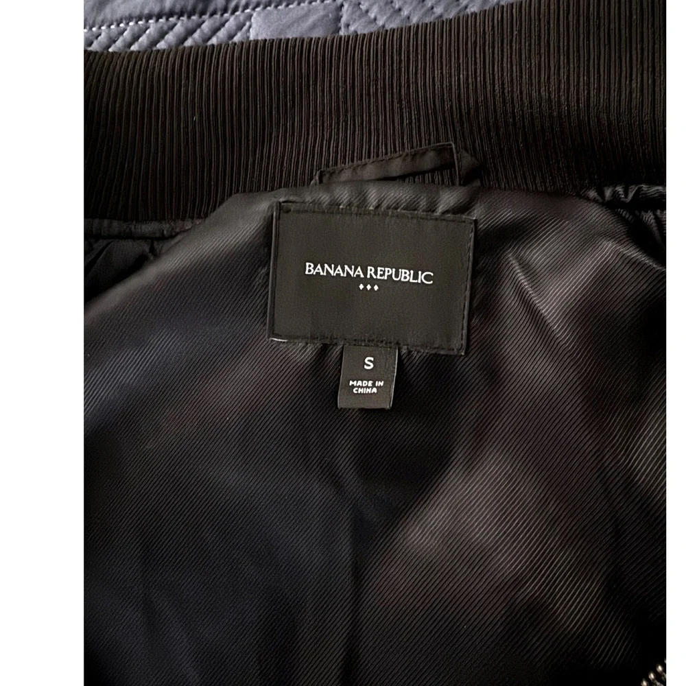 Banana Republic Mens‎ Black Quilted Puffer Vest Ribbed Collar Full Zip Small
